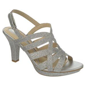 Naturalizer Delma Silver Glitter Sandals | Size 8 | Comfortable Heels